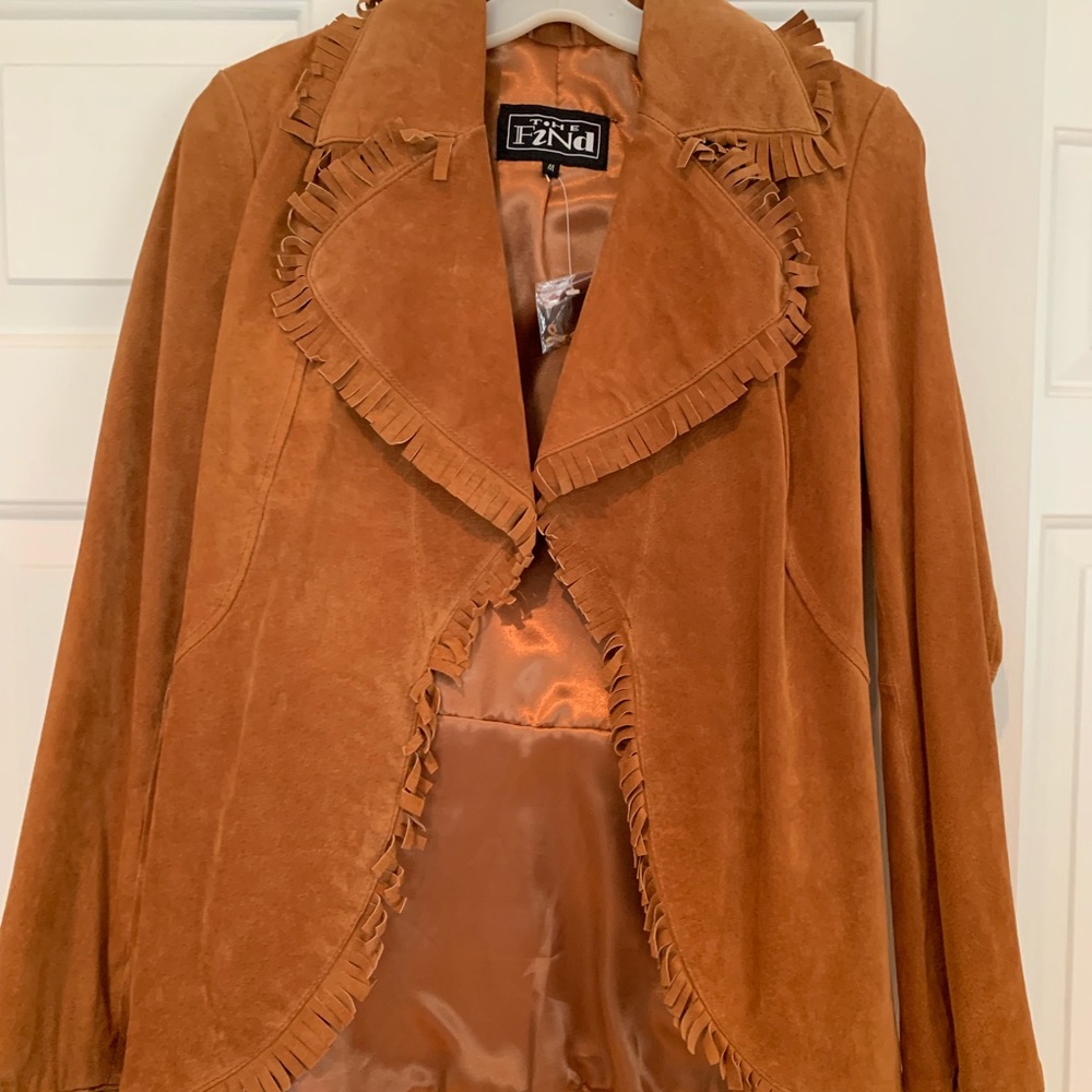 Real brown leather jacket fringe